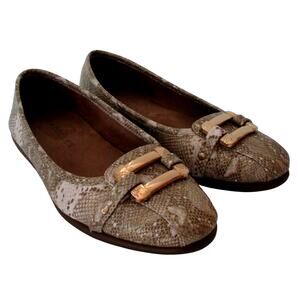 Aerosoles Women's Gold & Cream Flat Loafer Shoes Size 6.5M